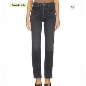 Agolde 90s Pinch Waist High Rise Dark Gray Straight Leg Jeans